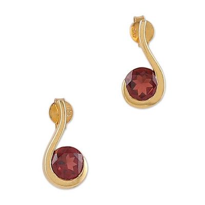 Alternate image for 22k Gold-Plated One-Carat Natural Garnet Drop Earrings Edens Cherry Droplet