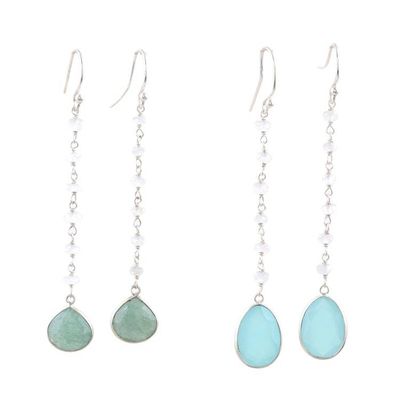Alternate image for Polished Multi-Gemstone Dangle Earrings Set of 2 Harmonious Paradise