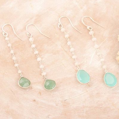 Alternate image for Polished Multi-Gemstone Dangle Earrings Set of 2 Harmonious Paradise