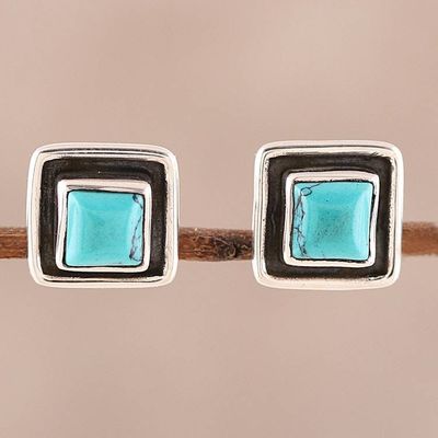 Alternate image for Square Calcite Stud Earrings Crafted in India Sky Frame