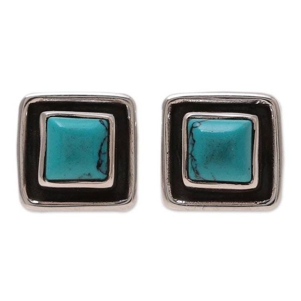 Alternate image for Square Calcite Stud Earrings Crafted in India Sky Frame