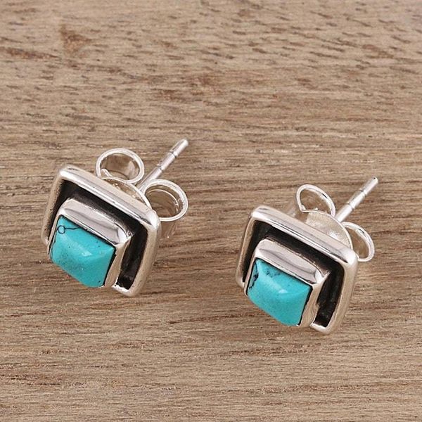 Alternate image for Square Calcite Stud Earrings Crafted in India Sky Frame