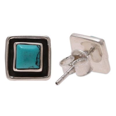 Alternate image for Square Calcite Stud Earrings Crafted in India Sky Frame