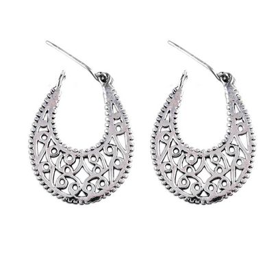Alternate image for Sterling Silver Vine Motif Hoop Earrings from India Delightful Vines