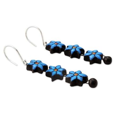 Alternate image for Long Floral Dangle Earrings Handmade from Ceramic Daffodils