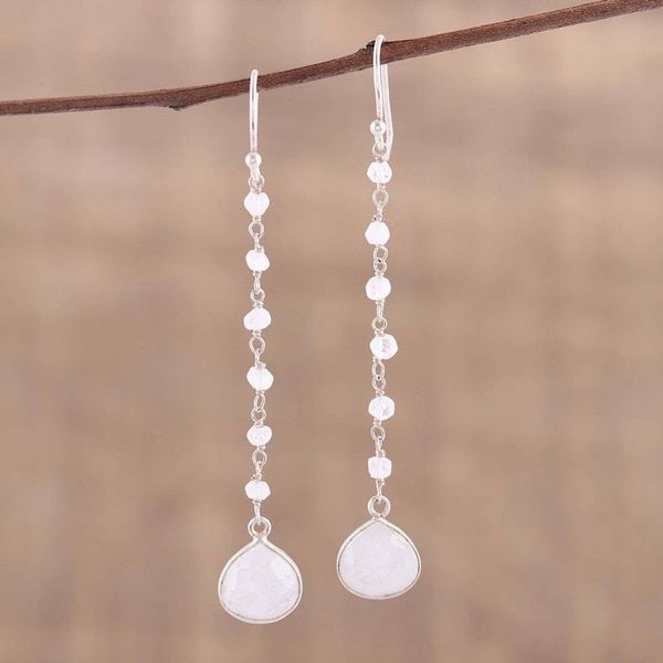 Alternate image for Rainbow Moonstone Teardrop Dangle Earrings from India Morning Drops