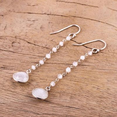 Alternate image for Rainbow Moonstone Teardrop Dangle Earrings from India Morning Drops