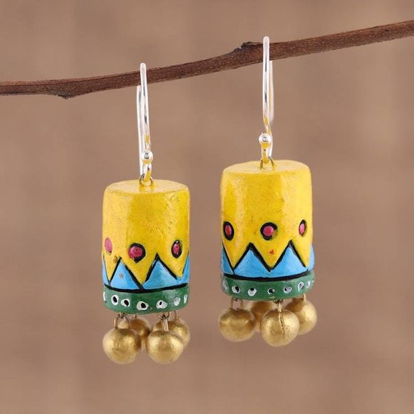 Alternate image for Handcrafted Ceramic Dangle Earrings from India Heavenly Drums