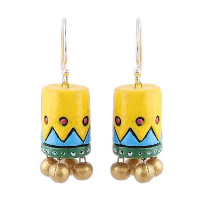 Alternate image for Handcrafted Ceramic Dangle Earrings from India Heavenly Drums