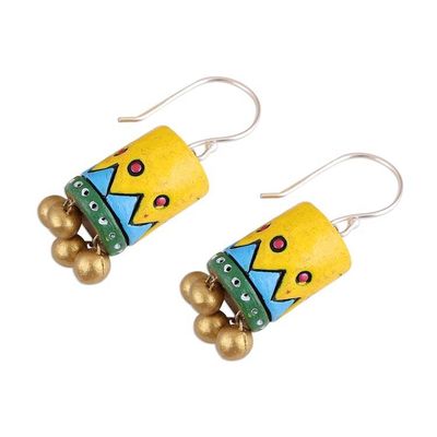 Alternate image for Handcrafted Ceramic Dangle Earrings from India Heavenly Drums