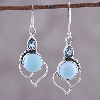 Primary image for Blue Topaz and Larimar Dangle Earrings Crafted in India Secret Allure