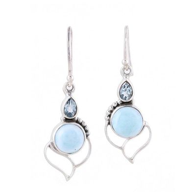 Alternate image for Blue Topaz and Larimar Dangle Earrings Crafted in India Secret Allure