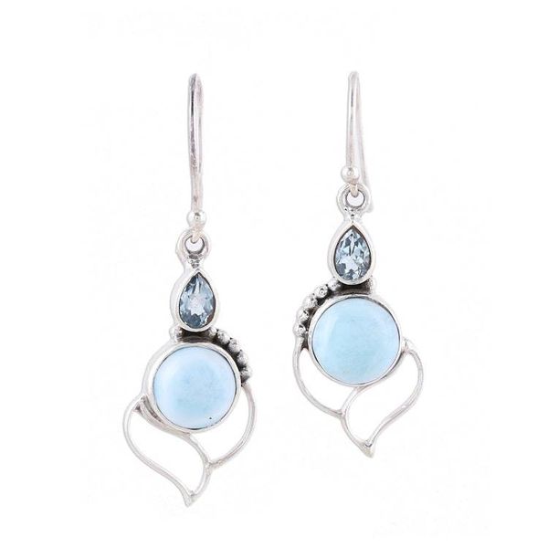Alternate image for Blue Topaz and Larimar Dangle Earrings Crafted in India Secret Allure
