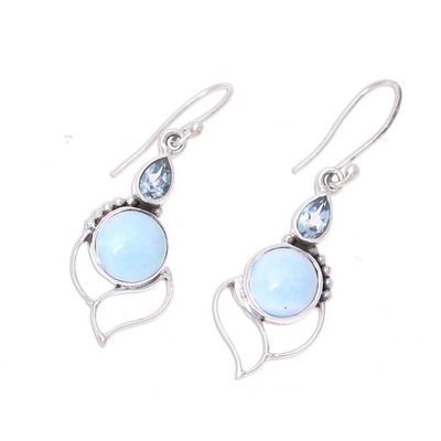 Alternate image for Blue Topaz and Larimar Dangle Earrings Crafted in India Secret Allure