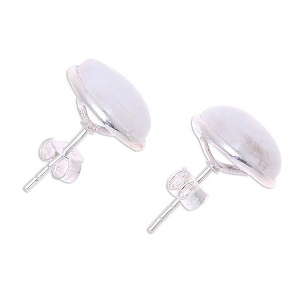 Alternate image for Teardrop Rainbow Moonstone Button Earrings from India Mystic Tears