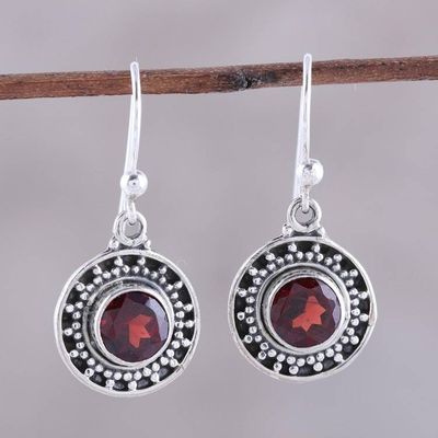 Alternate image for Circular Garnet Dangle Earrings from India Circular Sparkle