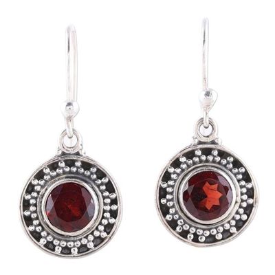 Alternate image for Circular Garnet Dangle Earrings from India Circular Sparkle