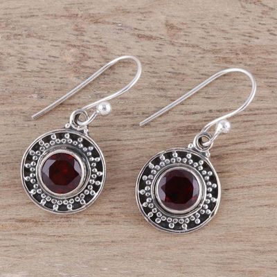 Alternate image for Circular Garnet Dangle Earrings from India Circular Sparkle