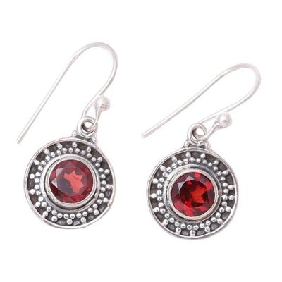 Alternate image for Circular Garnet Dangle Earrings from India Circular Sparkle