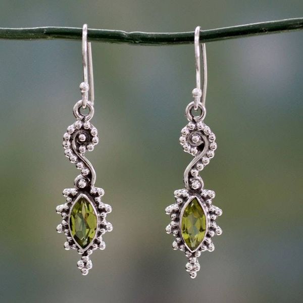 Alternate image for Seahorse Shaped Peridot and Sterling Silver Earrings Seas Mystery