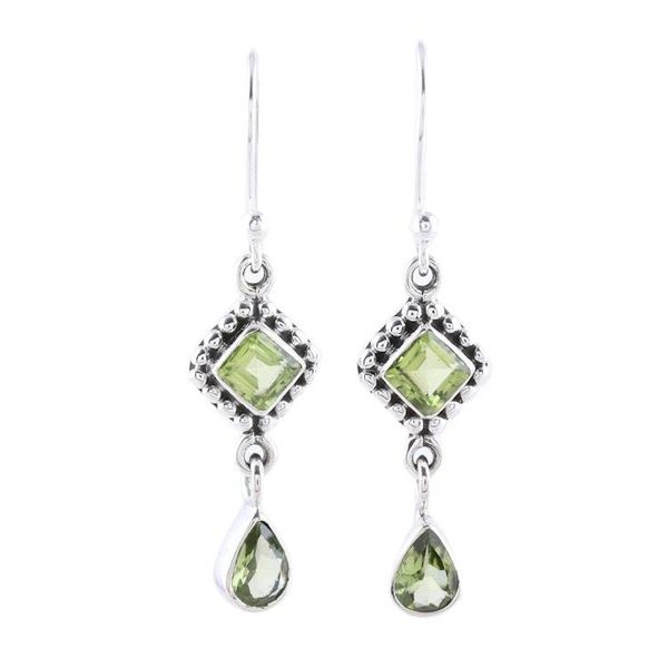 Alternate image for Multi-Shape Peridot and Sterling Silver Dangle Earrings Shimmering Light