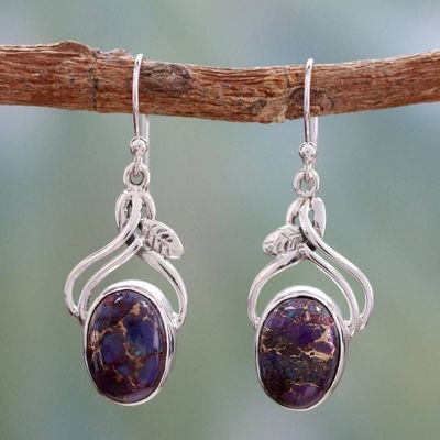 Primary image for Sterling silver dangle earrings Purple Dew