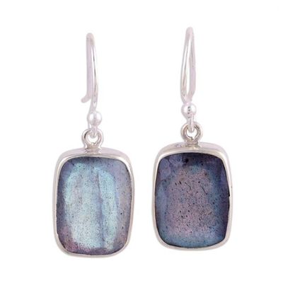 Alternate image for 15 Carat Labradorite Earrings in Sterling Silver Bezels Darkening Mist