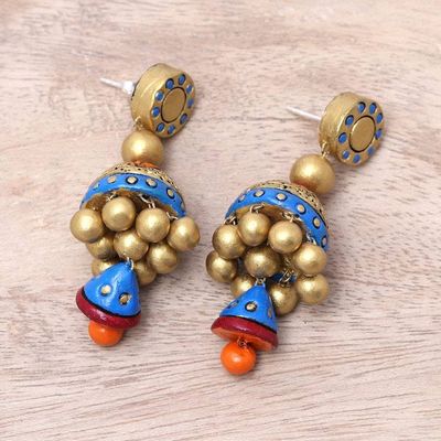 Alternate image for Hand-Painted Festive Glamour Jhumka Ceramic Earrings Festive Glamour
