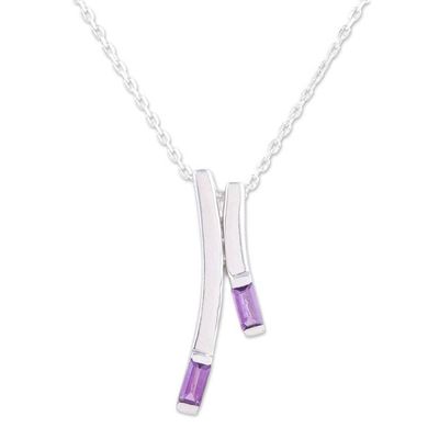 Alternate image for Sterling Silver and Amethyst Pendant Necklace from India Plum Glow
