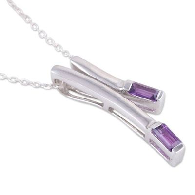 Alternate image for Sterling Silver and Amethyst Pendant Necklace from India Plum Glow