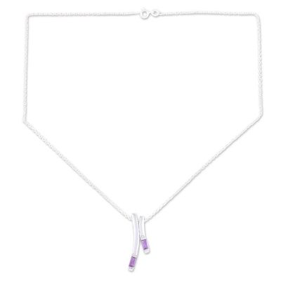 Alternate image for Sterling Silver and Amethyst Pendant Necklace from India Plum Glow