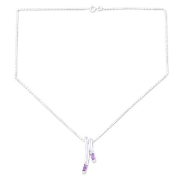 Alternate image for Sterling Silver and Amethyst Pendant Necklace from India Plum Glow