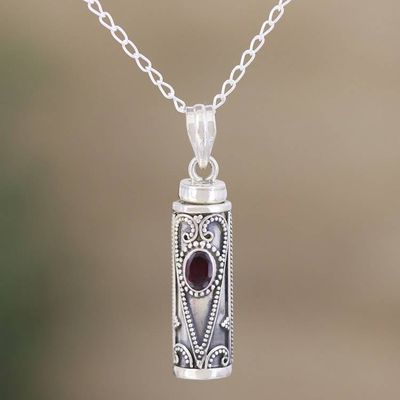 Primary image for Handmade Garnet and Sterling Silver Locket Necklace Into the Ether