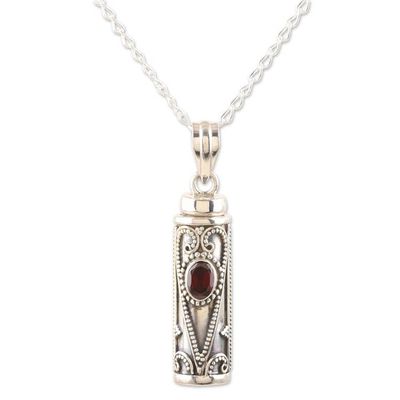 Alternate image for Handmade Garnet and Sterling Silver Locket Necklace Into the Ether