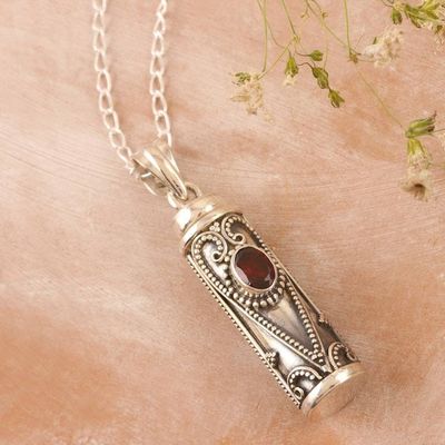 Alternate image for Handmade Garnet and Sterling Silver Locket Necklace Into the Ether