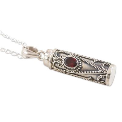 Alternate image for Handmade Garnet and Sterling Silver Locket Necklace Into the Ether