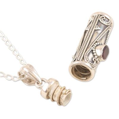 Alternate image for Handmade Garnet and Sterling Silver Locket Necklace Into the Ether