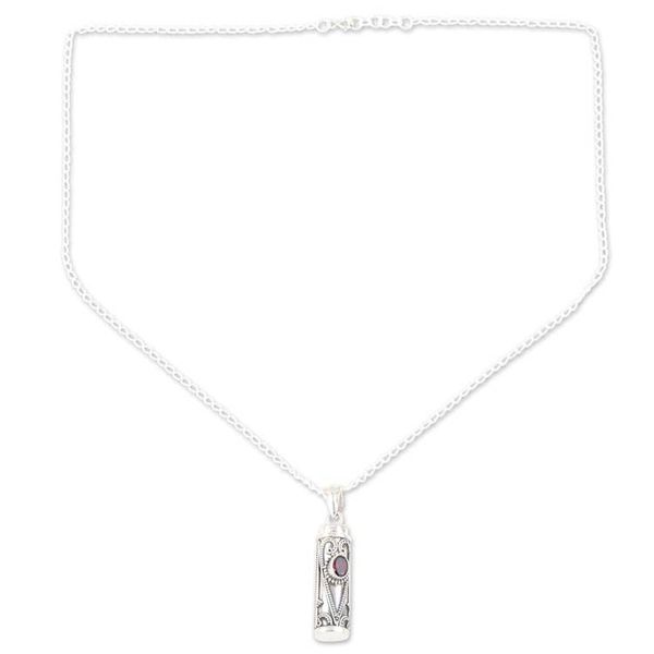 Alternate image for Handmade Garnet and Sterling Silver Locket Necklace Into the Ether