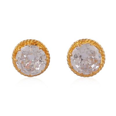Alternate image for Gold-Plated Cubic Zirconia Stud Earrings with Rope Accents Glam Sparkle