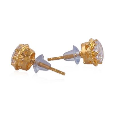 Alternate image for Gold-Plated Cubic Zirconia Stud Earrings with Rope Accents Glam Sparkle
