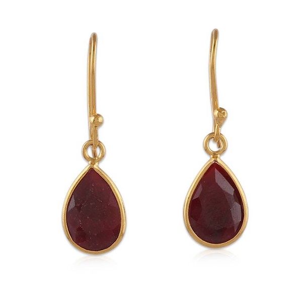 Alternate image for 18-Carat Ruby Gold-Plated Necklace and Earrings Jewelry Set Blissful Crimson