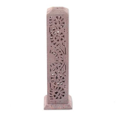 Alternate image for Traditional Jali-Themed Natural Soapstone Incense Holder Jali Essence