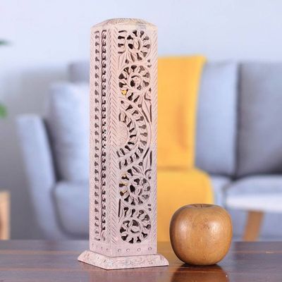 Alternate image for Traditional Jali-Themed Natural Soapstone Incense Holder Jali Essence