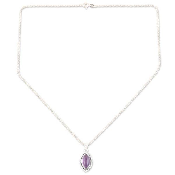Alternate image for Sterling Silver Pendant Necklace with Amethyst Cabochon Sages Gaze