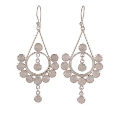 Alternate image for Natural Rainbow Moonstone Dangle Earrings Made in India Moonlight Gala