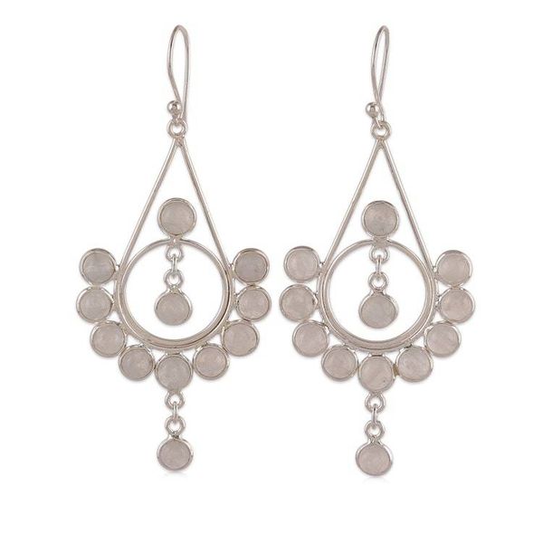 Alternate image for Natural Rainbow Moonstone Dangle Earrings Made in India Moonlight Gala