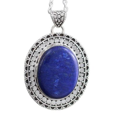 Alternate image for Lapis Lazuli Necklace Sterling Silver Jewelry from India Royal Indian Blue