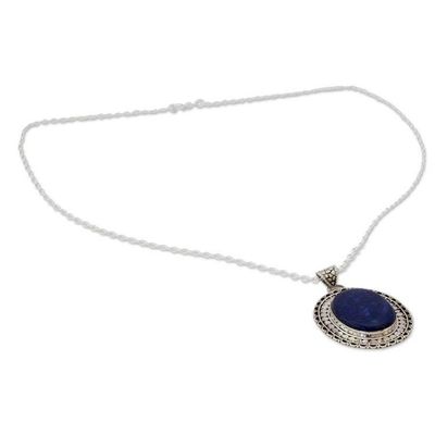 Alternate image for Lapis Lazuli Necklace Sterling Silver Jewelry from India Royal Indian Blue