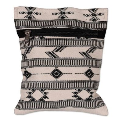 Alternate image for Folk Art-Patterned Ivory and Onyx Cotton Zippered Sling Bag Ivory Medley