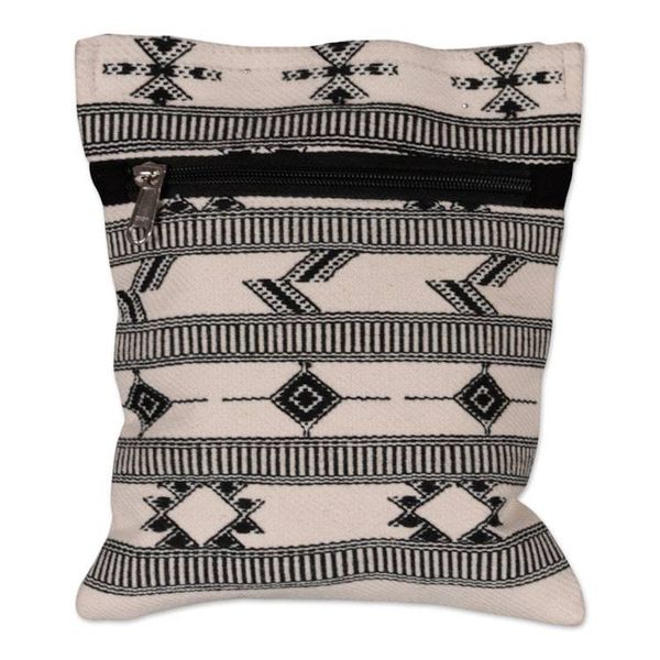 Alternate image for Folk Art-Patterned Ivory and Onyx Cotton Zippered Sling Bag Ivory Medley